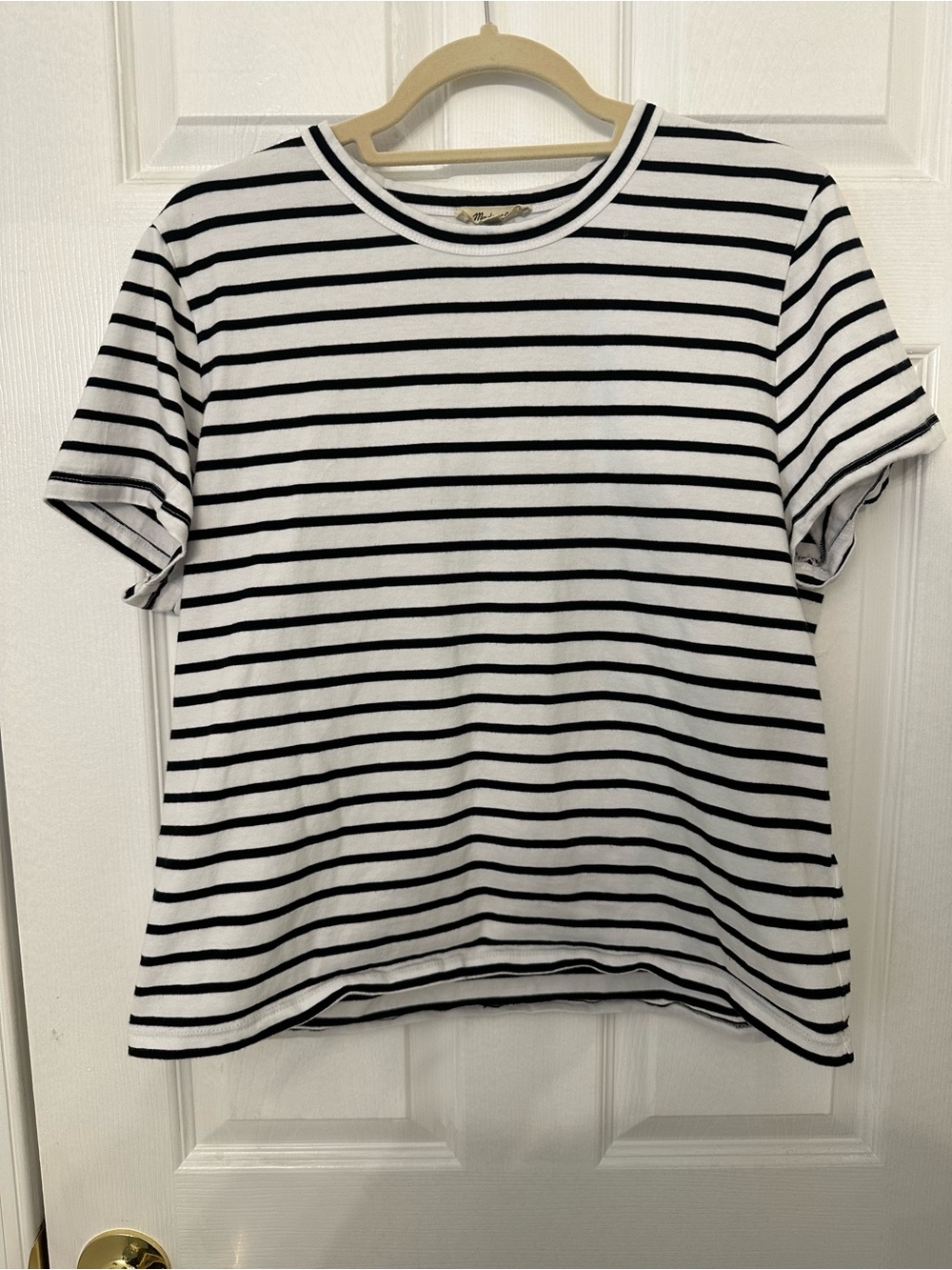 Madewell Black and White Stripe Short Sleeve Tee